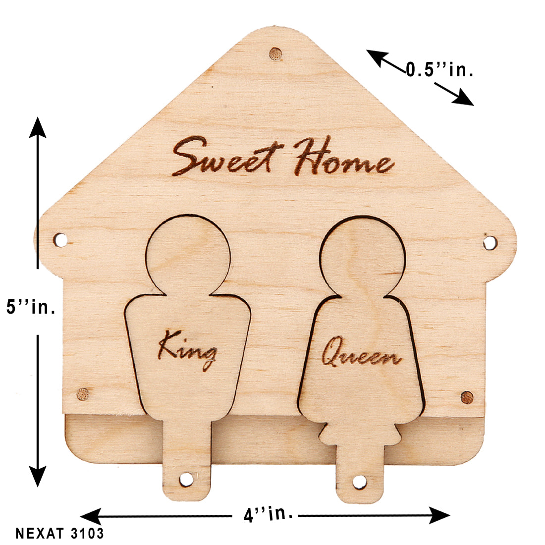 Sweet Home Wooden Key Holder – King & Queen Design