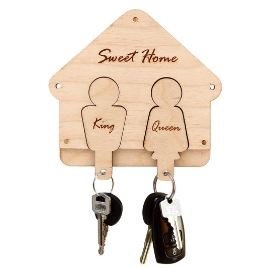 Sweet Home Wooden Key Holder – King & Queen Design