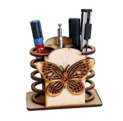 Elegant Wooden Desk Organizer Collection: Storage Box & Spiral Pen Holder