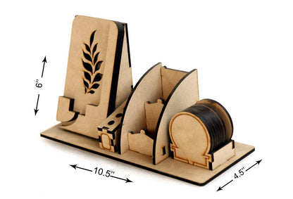 Wooden Desk Organizer with Phone Stand