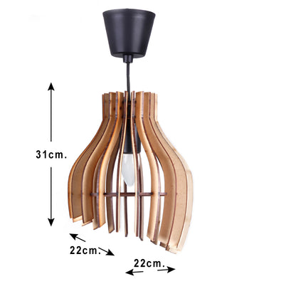 Handcrafted Wooden Ceiling Lamp – Rustic Elegant Hanging Light for Living & Dining Spaces