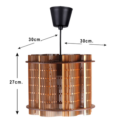 Handcrafted Wooden Ceiling Lamp – Rustic Elegant Hanging Light for Living & Dining Spaces