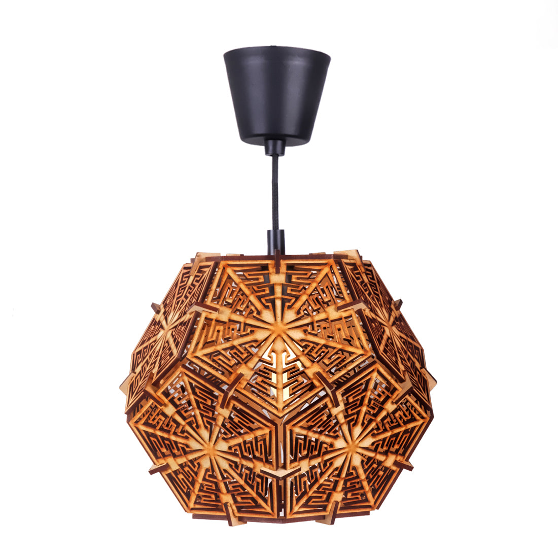 Handcrafted Wooden Ceiling Lamp – Rustic Elegant Hanging Light for Living & Dining Spaces