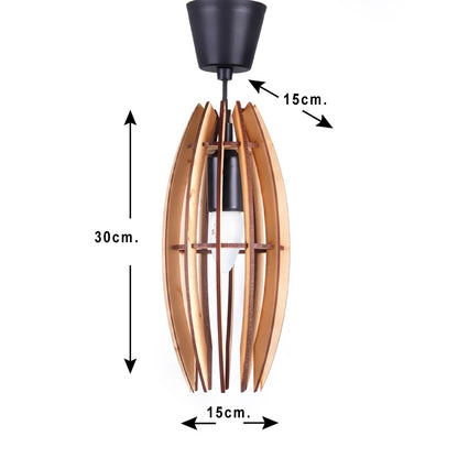Handcrafted Wooden Ceiling Lamp – Rustic Elegant Hanging Light for Living & Dining Spaces