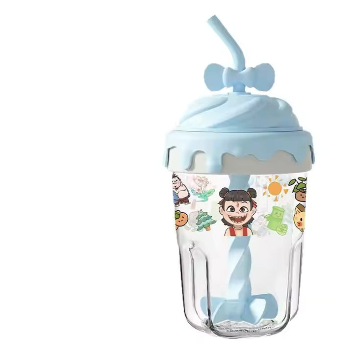 Portable Silicone Straw Glass Cup