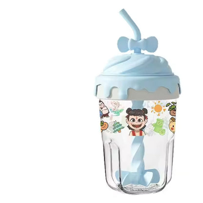 Portable Silicone Straw Glass Cup