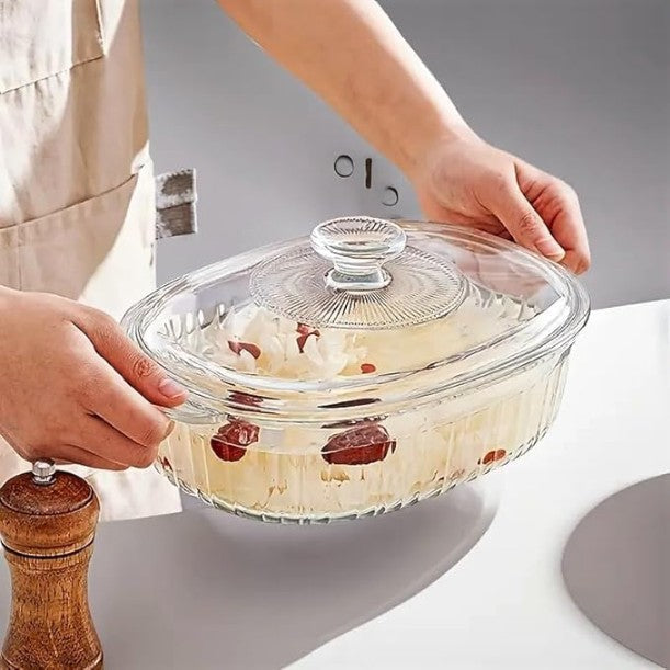 Borosilicate Glass Serving Bowl with Lid