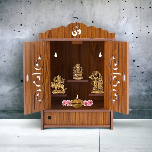 Premium MDF Wooden Wall-Mounted Pooja Mandir – Home Decor & Idols