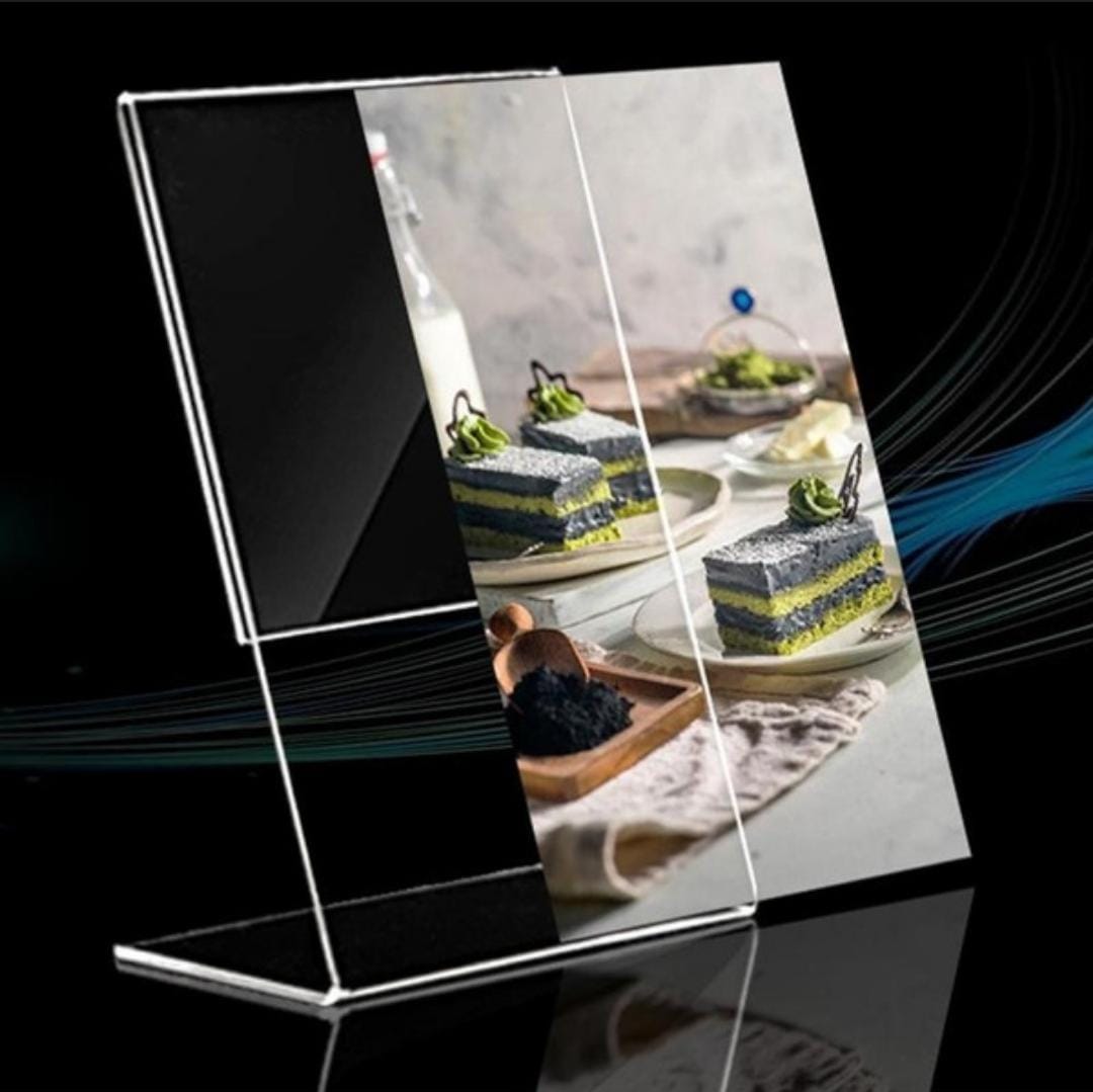 Acrylic Sign Holder 4 x 6 – Slant Back Self-Standing Display Frame for A6 Paper, Photos & Announcements