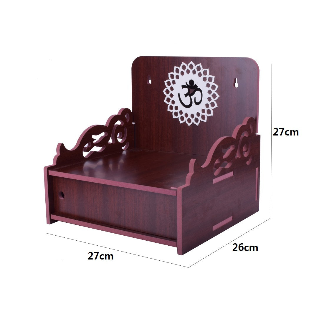 Elegant Wooden Mandir for Home Wall Mounted Temple with Door Storage & Puja Set