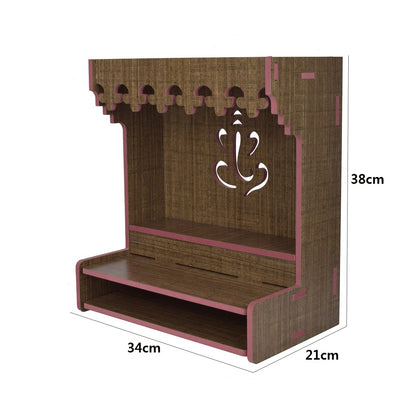 Premium MDF Wooden Wall-Mounted Pooja Mandir With Led – Home Decor & Idols