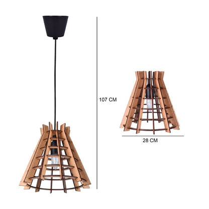 Handcrafted Wooden Ceiling Lamp – Rustic Elegant Hanging Light for Living & Dining Spaces