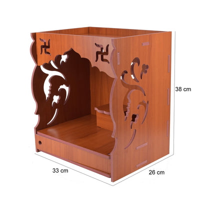 Premium MDF Wooden Wall-Mounted Pooja Mandir With Led – Home Decor & Idols