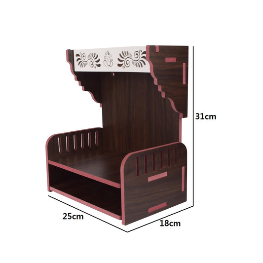 Premium MDF Wooden Wall-Mounted Pooja Mandir with Storage – Home Decor & Idols