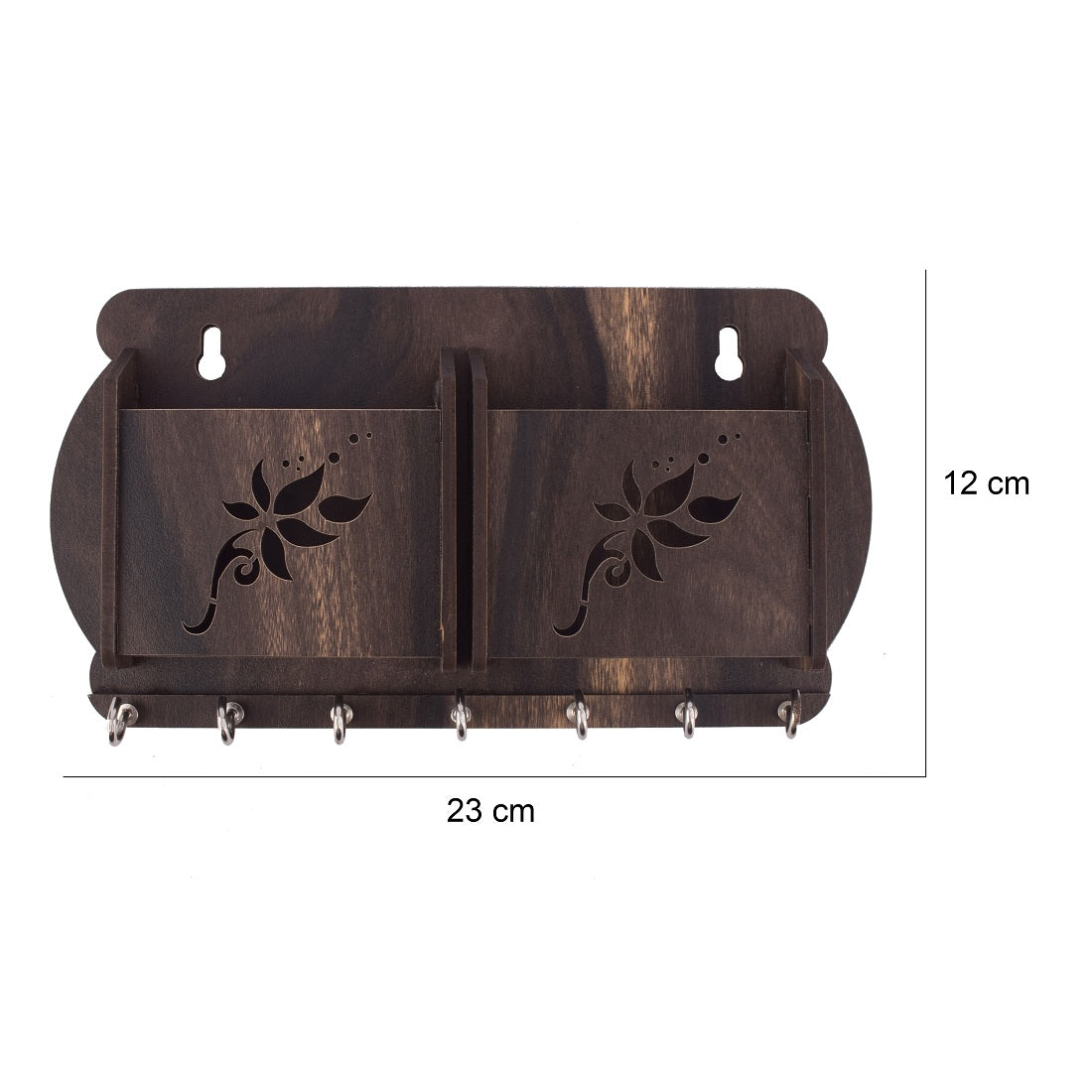 Wooden Wall Key Holder with Mobile Stand – 5 Hook MDF Organizer for Home & Office