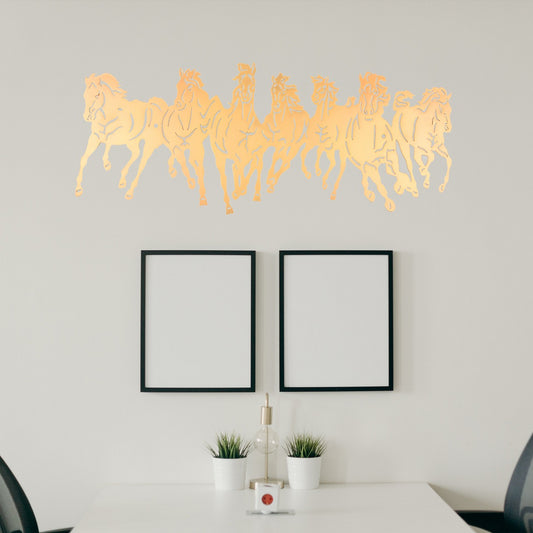 Tri-Tone Metal Wall Art – 60×26 cm Elegant Horse Silhouette for Modern Home Décor