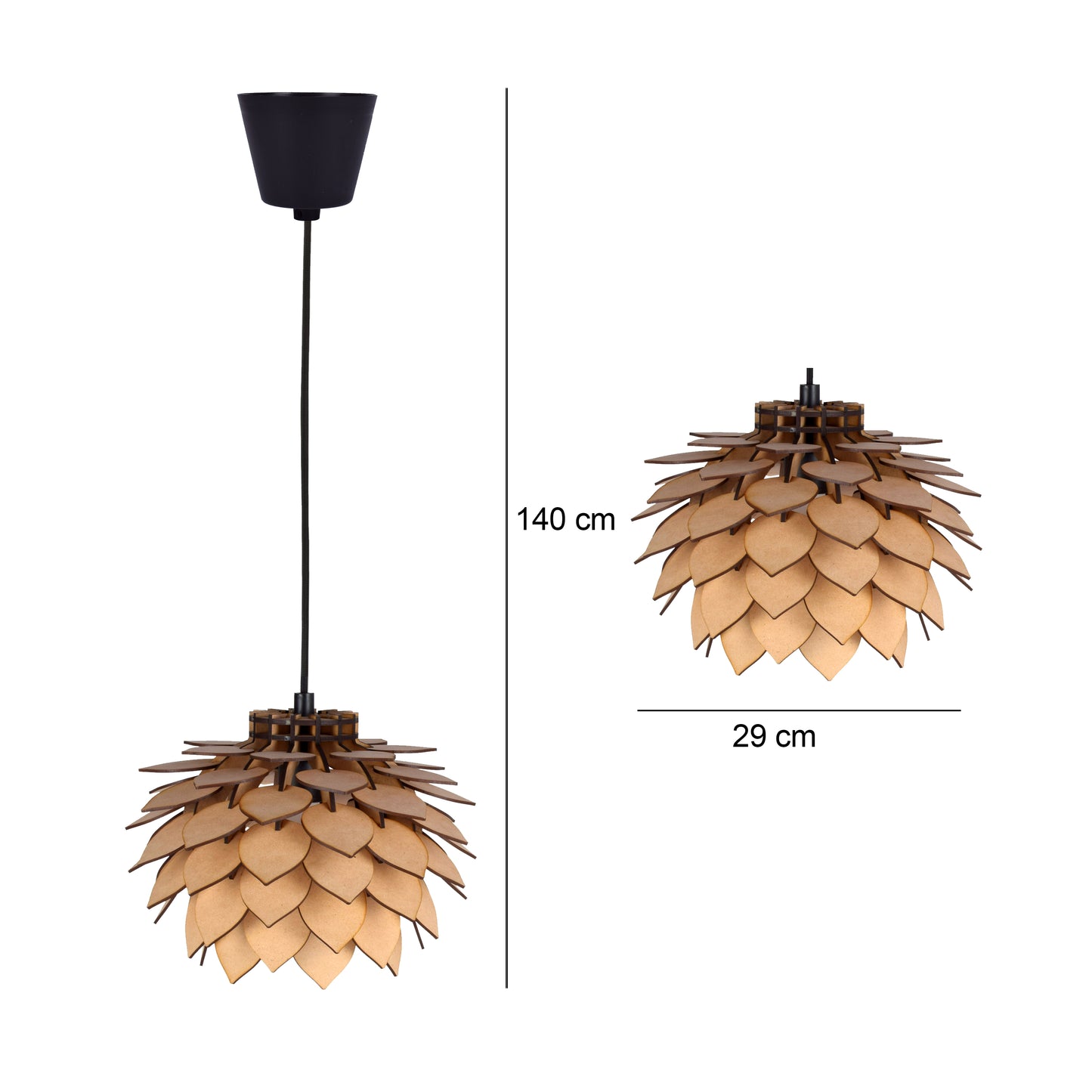Handcrafted Wooden Ceiling Lamp – Rustic Elegant Hanging Light for Living & Dining Spaces