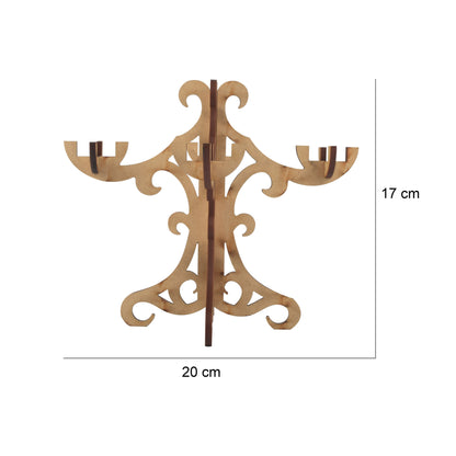 Handcrafted Wooden Diya Stand – Multi-Diya Holder for Pooja & Temple Décor
