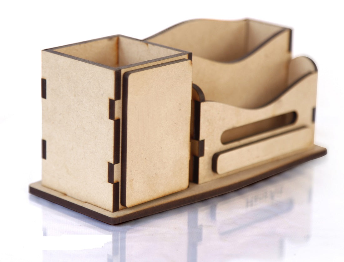 Wooden Pen Stand with Card Holder – Desk Organizer HOME OFFICE