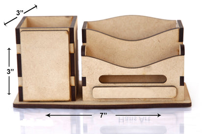 Wooden Pen Stand with Card Holder – Desk Organizer HOME OFFICE