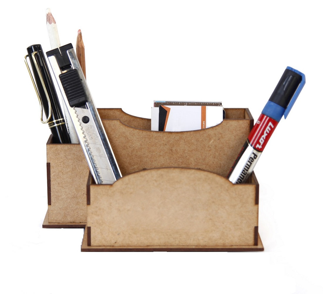 Wooden Pen Stand with Card Holder – Desk Organizer HOME OFFICE