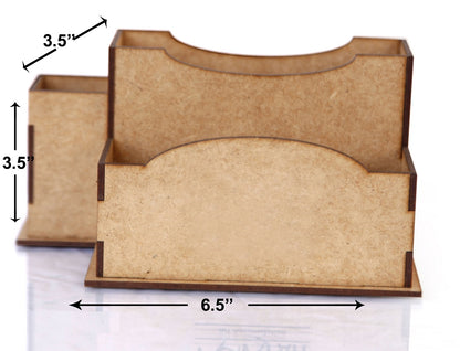 Wooden Pen Stand with Card Holder – Desk Organizer HOME OFFICE