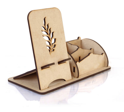 Wooden Mobile Stand & Card Holder Office Desk
