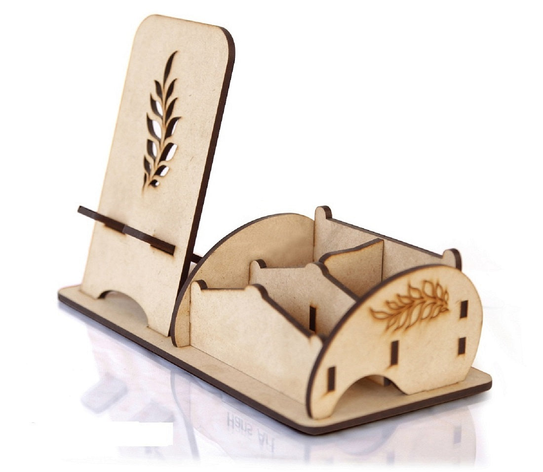 Wooden Mobile Stand & Card Holder Office Desk