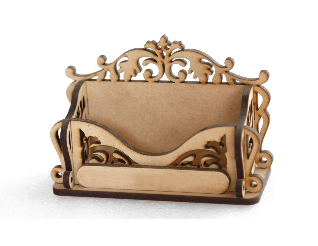 Intricately Designed Wooden Business Card Holder