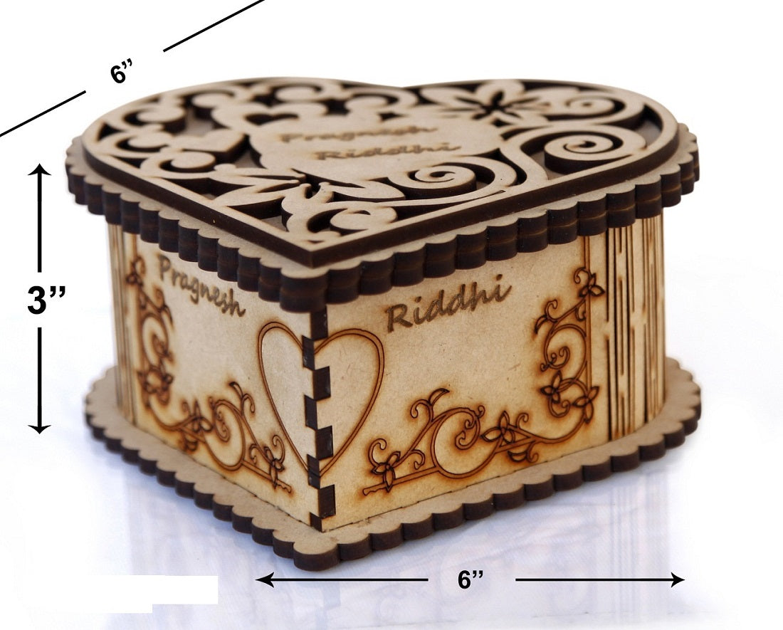 Wooden Beautiful Jewellery Box Ring Box | Handmade Attractive Design Ring Box Jewelry Wooden Presentation Box Case for Proposal Engagement Wedding Ceremony Birthday Gift