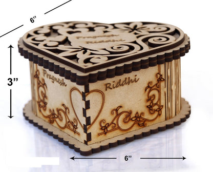 Wooden Beautiful Jewellery Box Ring Box | Handmade Attractive Design Ring Box Jewelry Wooden Presentation Box Case for Proposal Engagement Wedding Ceremony Birthday Gift