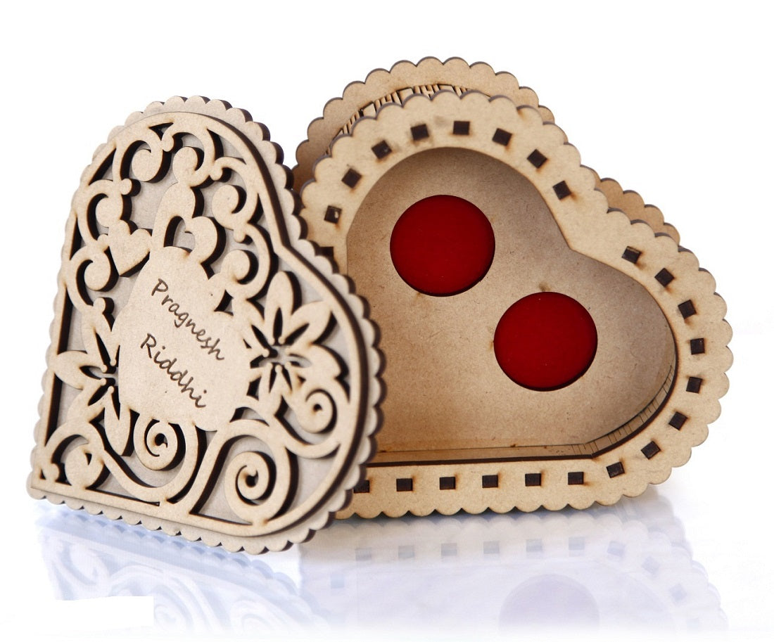 Wooden Beautiful Jewellery Box Ring Box | Handmade Attractive Design Ring Box Jewelry Wooden Presentation Box Case for Proposal Engagement Wedding Ceremony Birthday Gift