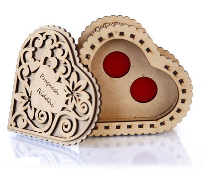 Wooden Beautiful Jewellery Box Ring Box | Handmade Attractive Design Ring Box Jewelry Wooden Presentation Box Case for Proposal Engagement Wedding Ceremony Birthday Gift