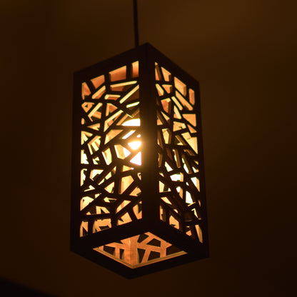 Handcrafted Wooden Ceiling Lamp – Rustic Elegant Hanging Light for Living & Dining Spaces