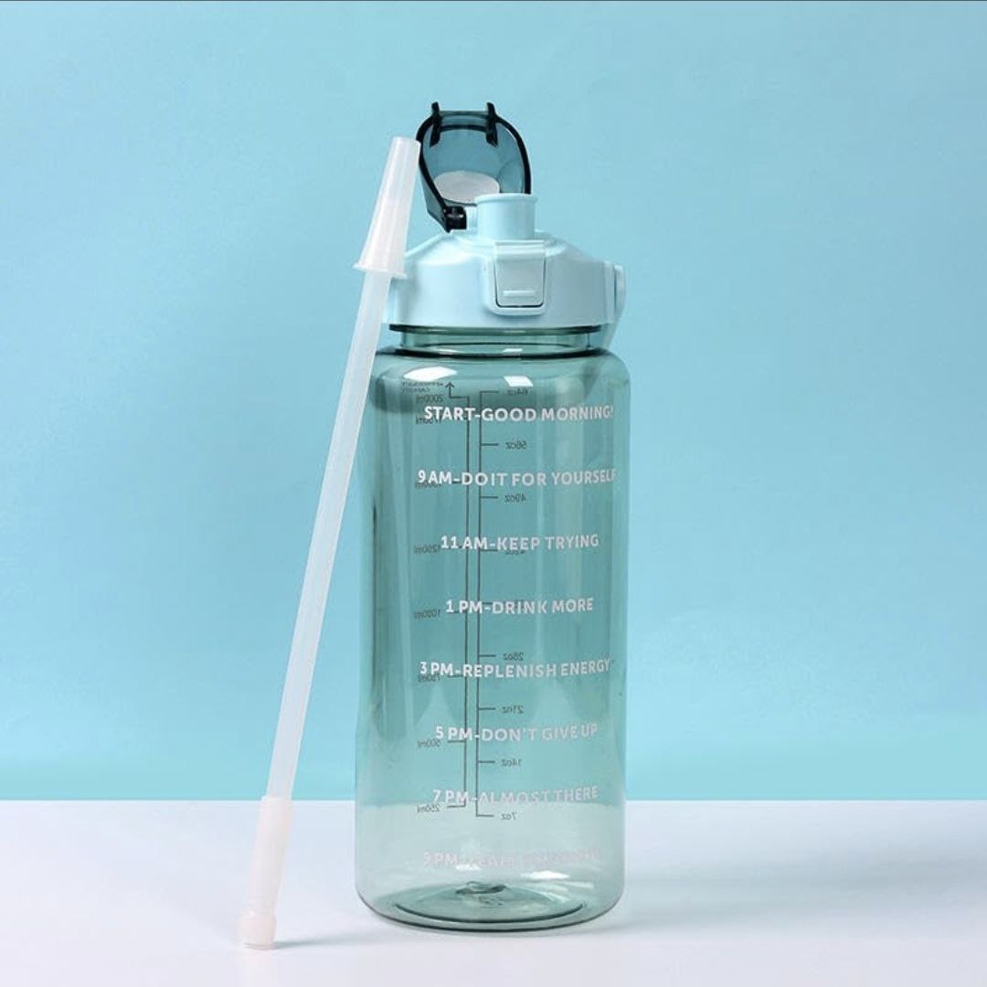 2L Leakproof Transparent Water Bottle With Motivational Time Marker