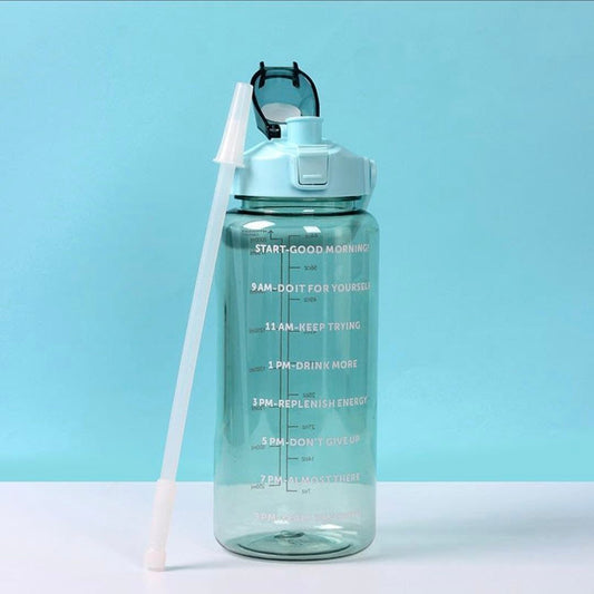 2L Leakproof Transparent Water Bottle With Motivational Time Marker