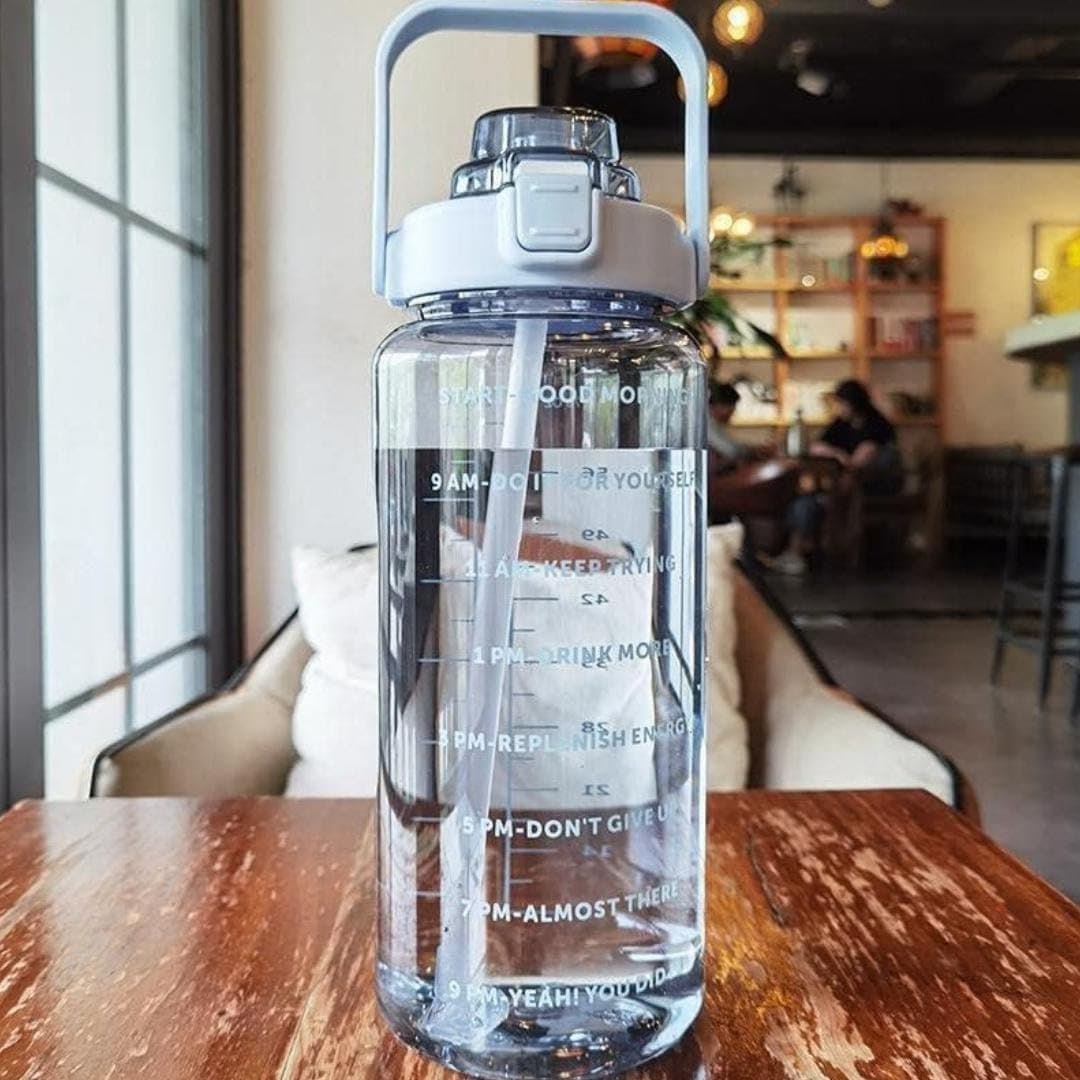 2L Leakproof Transparent Water Bottle With Motivational Time Marker
