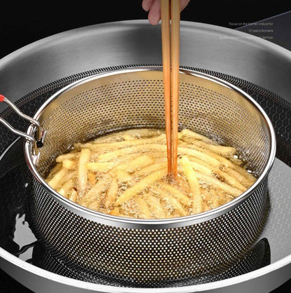 Stainless Steel Pasta Strainer Insert Boil Basket with Removable Handle