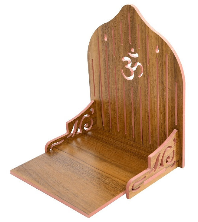 Elegant Wooden Mandir for Home – Wall Mounted Temple with Storage & Puja Set