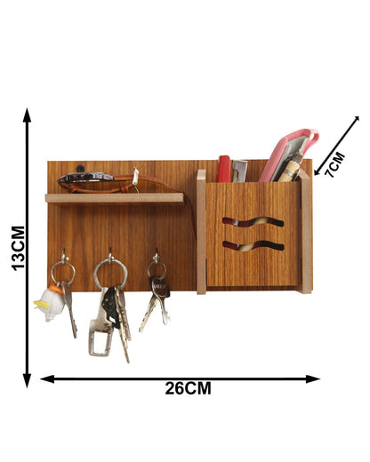 Wooden Mobile Holder with Key Holder – Functional & Space-Saving Design