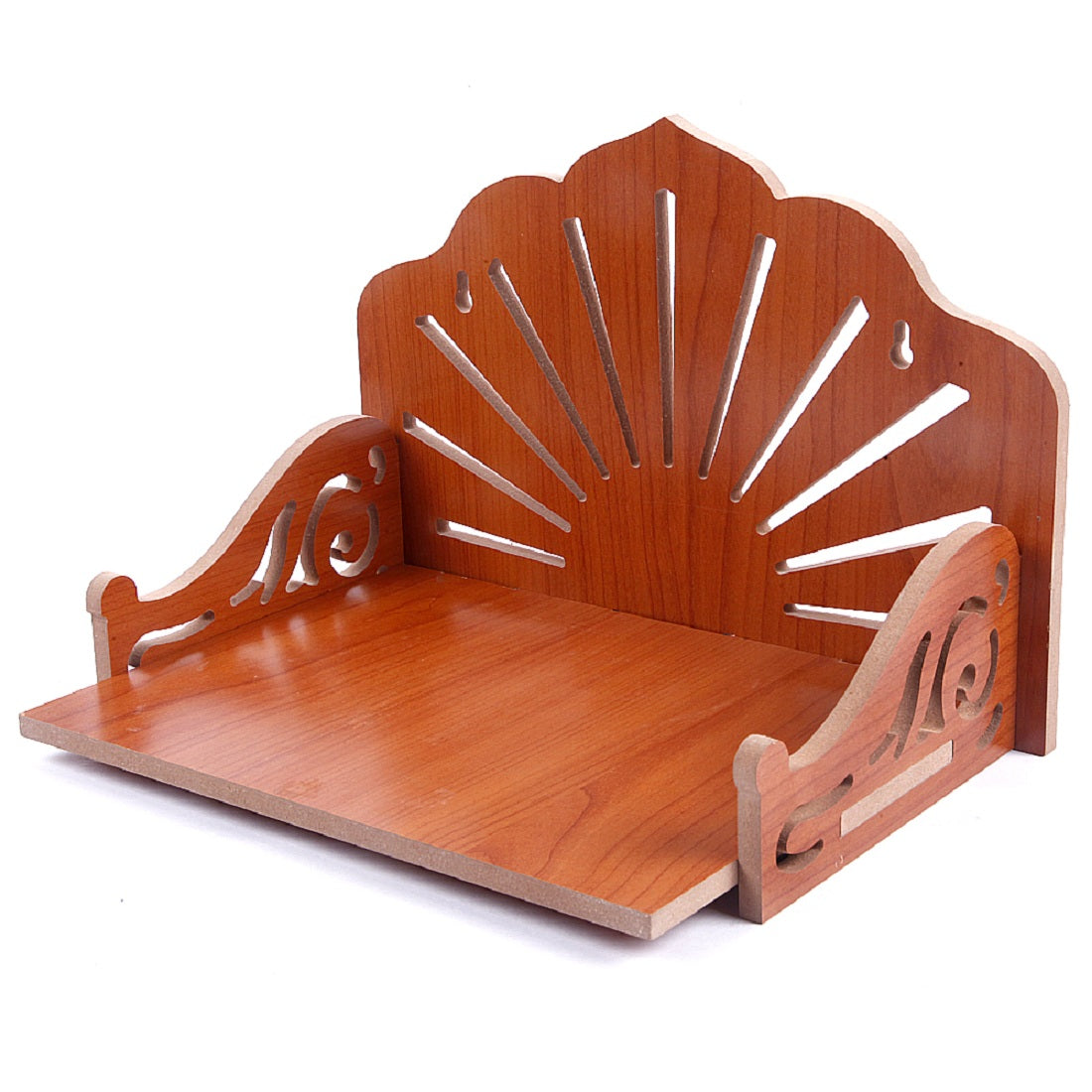 Elegant Wooden Mandir for Home – Wall Mounted Temple with Storage & Puja Set