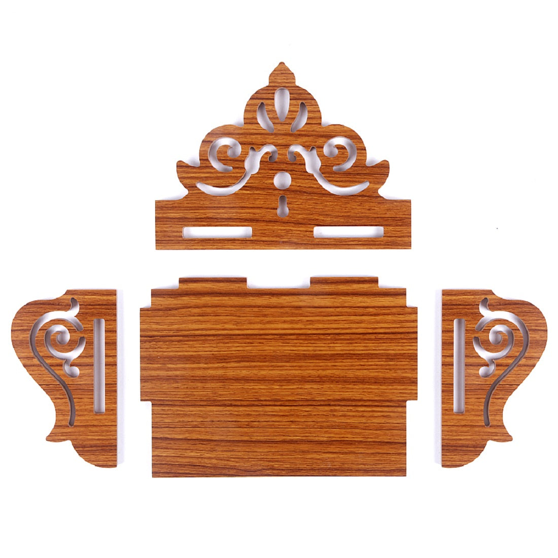 Elegant Wooden Mandir for Home – Wall Mounted Temple with Storage & Puja Set