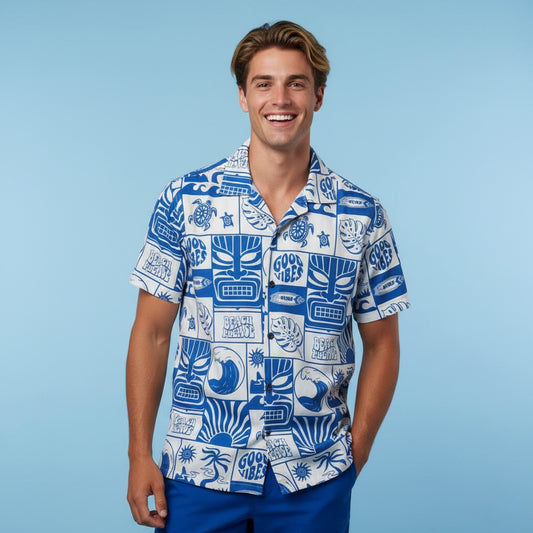 Men’s Fancy Printed Cuban Collar Rayon Shirt – Trendy Casual Wear