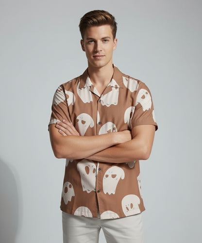 Men’s Fancy Printed Cuban Collar Rayon Shirt – Trendy Casual Wear