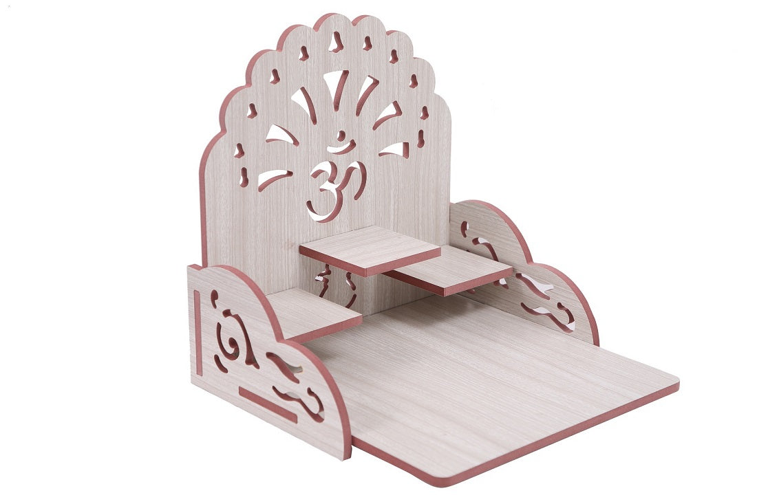 Elegant Wooden Mandir for Home – Wall Mounted Temple with Storage & Puja Set