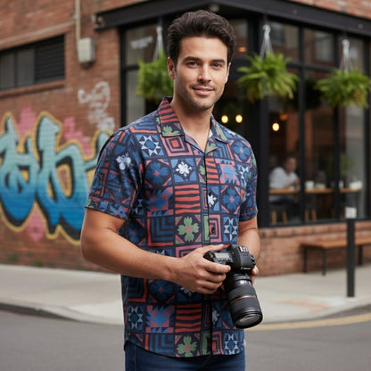 Men’s Fancy Printed Cuban Collar Rayon Shirt – Trendy Casual Wear