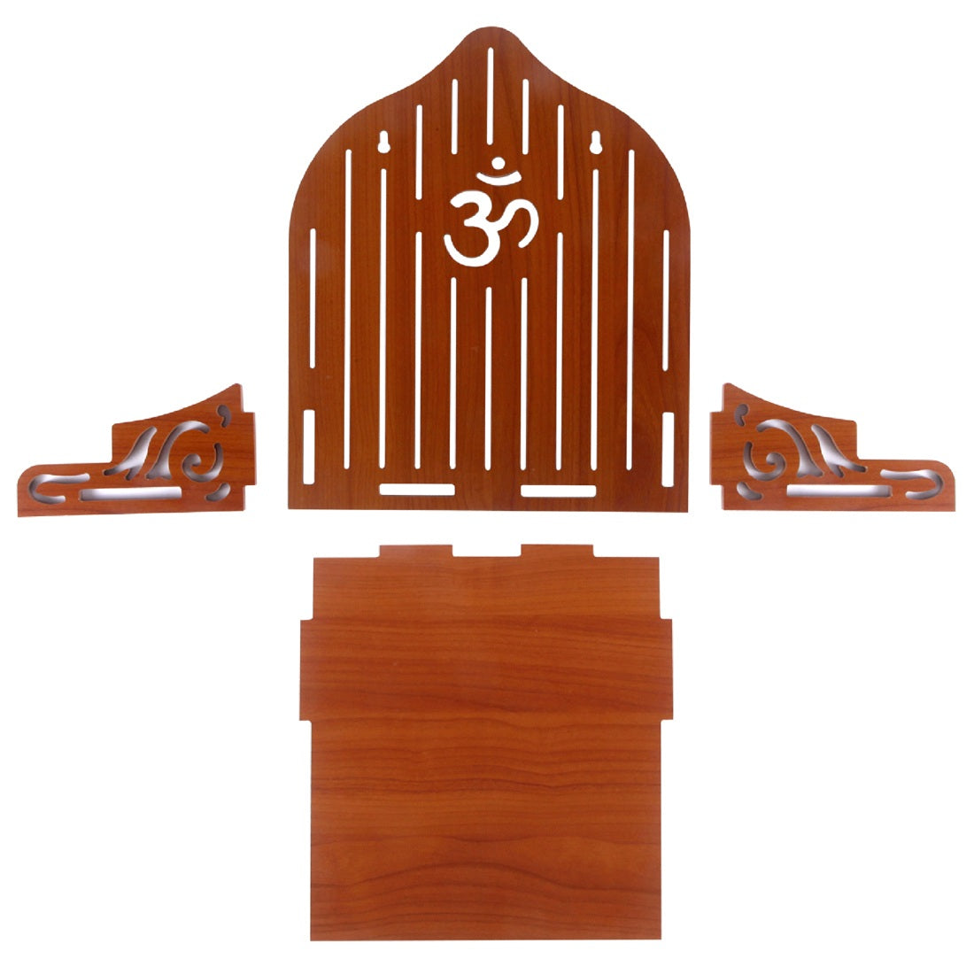 Elegant Wooden Mandir for Home – Wall Mounted Temple with Storage & Puja Set