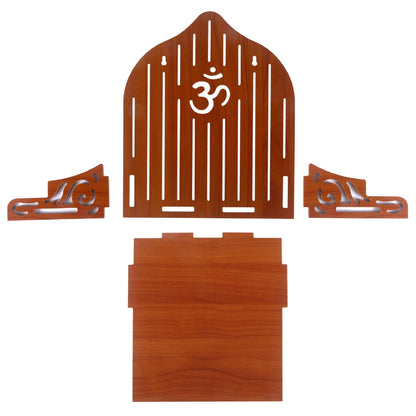 Elegant Wooden Mandir for Home – Wall Mounted Temple with Storage & Puja Set