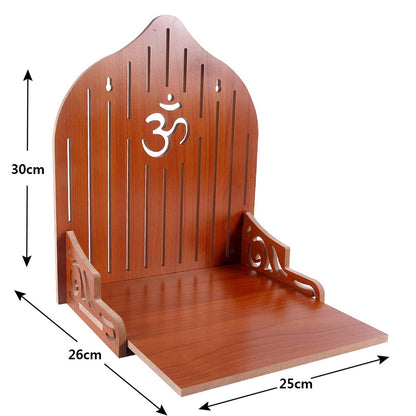 Elegant Wooden Mandir for Home – Wall Mounted Temple with Storage & Puja Set