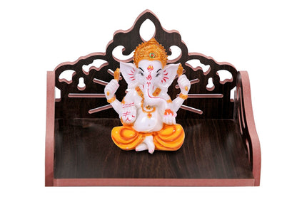Elegant Wooden Mandir for Home – Wall Mounted Temple & Puja Set